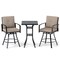 3 Pieces Patio Swivel Bar Set Included Square Table and 2 Stools With Metal Frame and Umbrella Hole